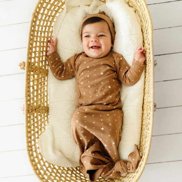 Organic Kimono Knotted Sleep Gown - Sparkle - HoneyBug 