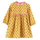 Toddler Long Sleeves Dress with Lace Trim | Yellow and Pink - HoneyBug 