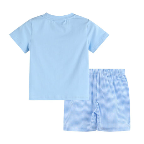 Light Blue Big Brother Smocked Shirt and Shorts Set