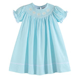 Light Blue Daisy Smocked Bishop Dress