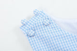 Light Blue Gingham Easter Bunny Applique Shortalls