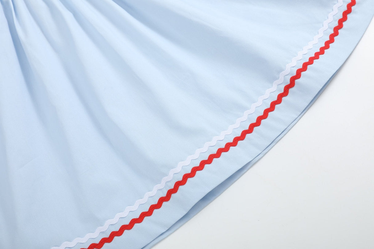 Light Blue USA Flag Smocked Dress