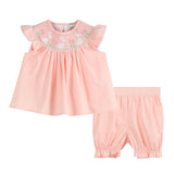 Light Pink Easter Bunny Smocked Top and Bloomer Set