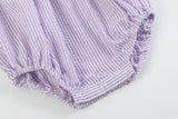 Light Purple Seersucker Bunny Smocked Romper