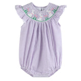 Light Purple Seersucker Bunny Smocked Romper
