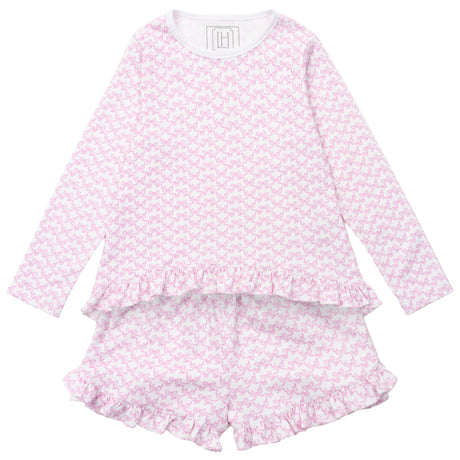 Rorie Girls' Short Set - Pretty Pink Bows - HoneyBug 