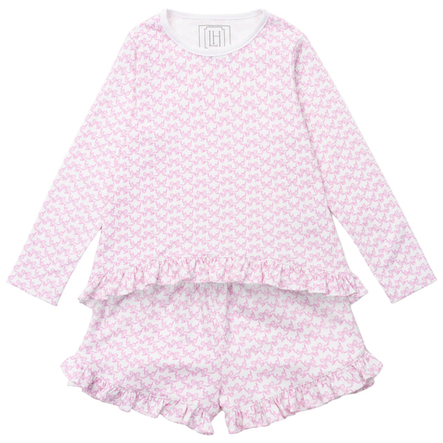 Rorie Girls' Short Set - Pretty Pink Bows - HoneyBug 