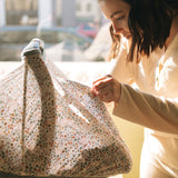 Cotton Muslin Car Seat Canopy - Pressed Petals