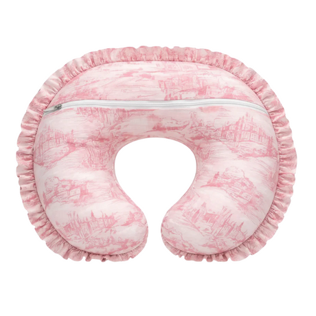 Pink Toile Ruffle Nursing Pillow Cover