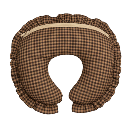 Brown Gingham Ruffle Nursing Pillow Cover