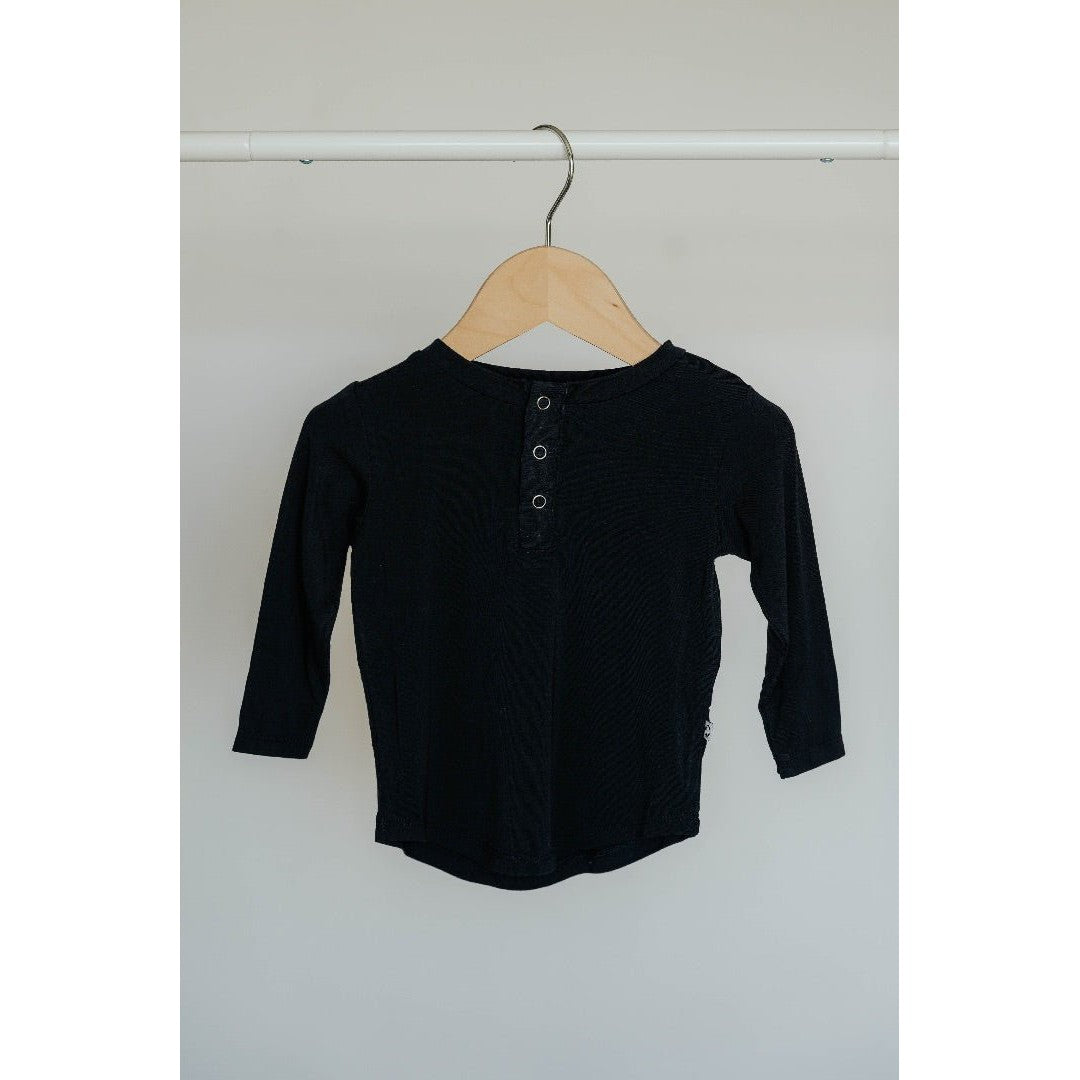 Long Sleeve Henley - Black - HoneyBug 