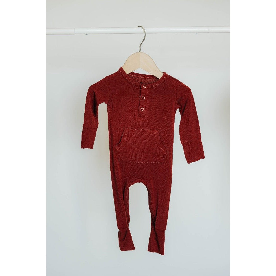 Long Sleeve Romper - Redwood - HoneyBug 