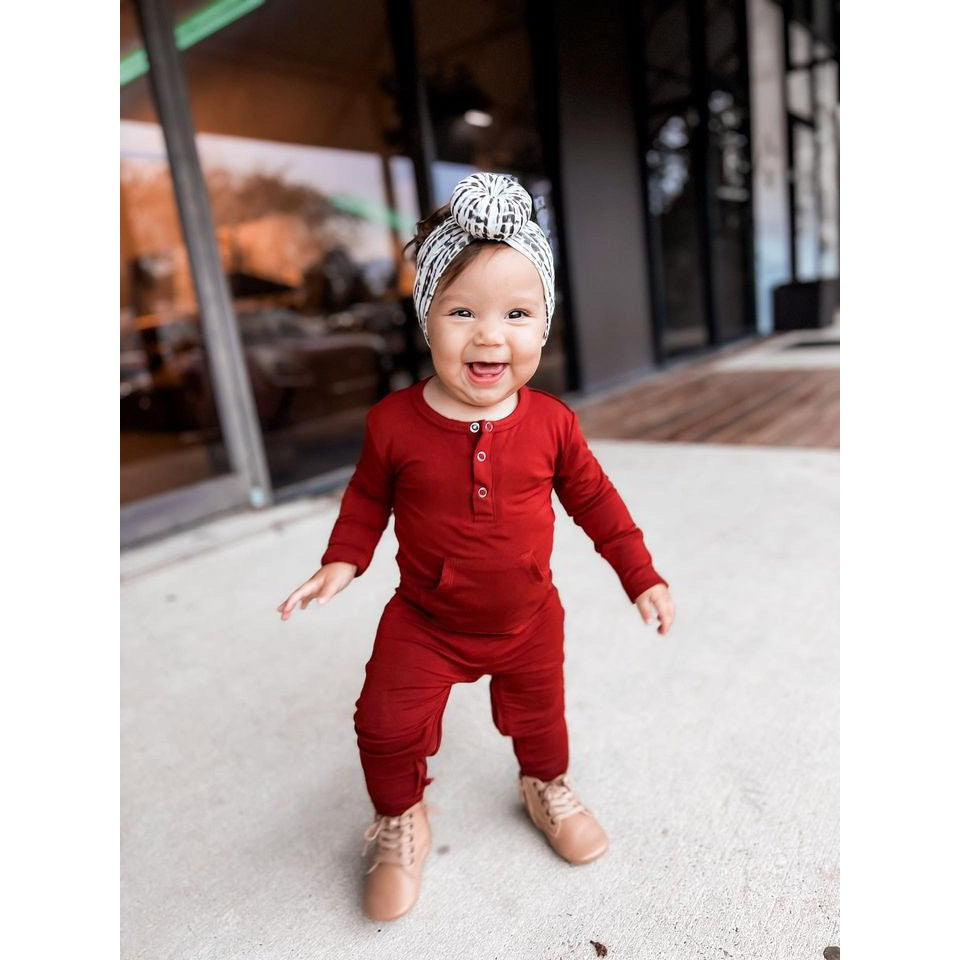 Long Sleeve Romper - Redwood - HoneyBug 