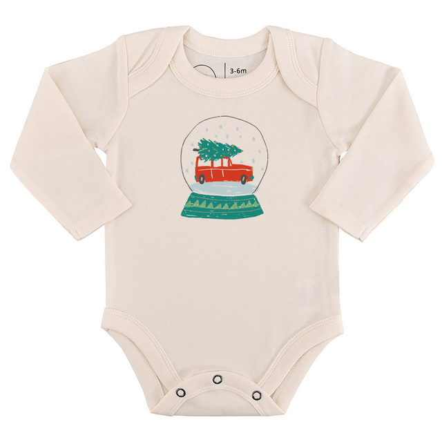 long sleeve graphic bodysuit | snow globe - HoneyBug 