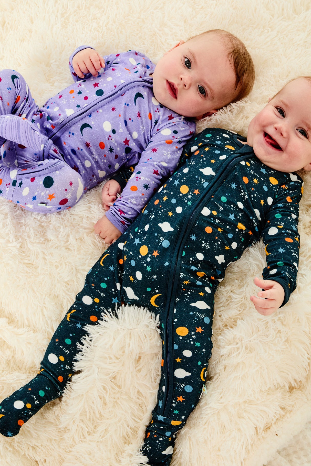 Soft & Stretchy Zipper Footie - Luna Midnight - HoneyBug 