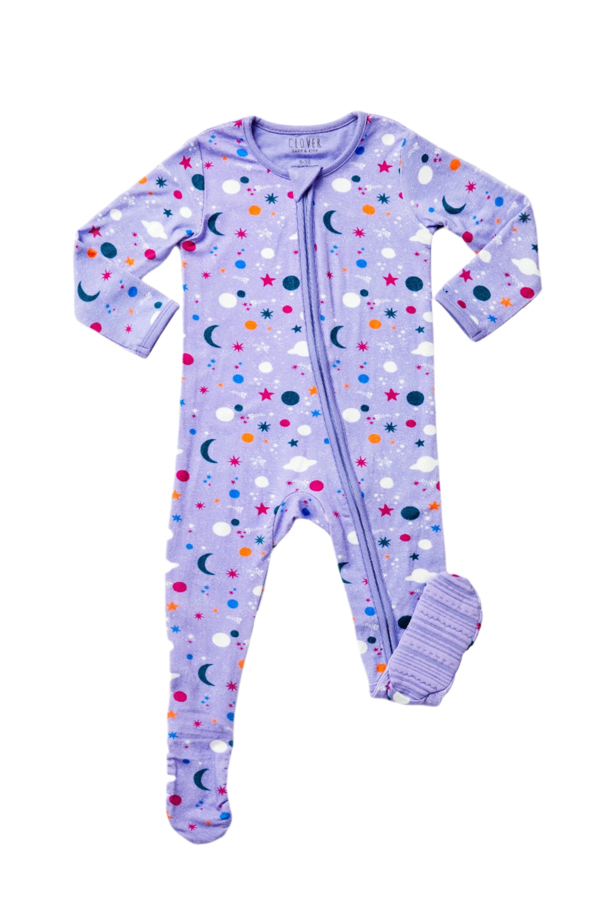 Soft & Stretchy Zipper Footie - Luna Lavender - HoneyBug 
