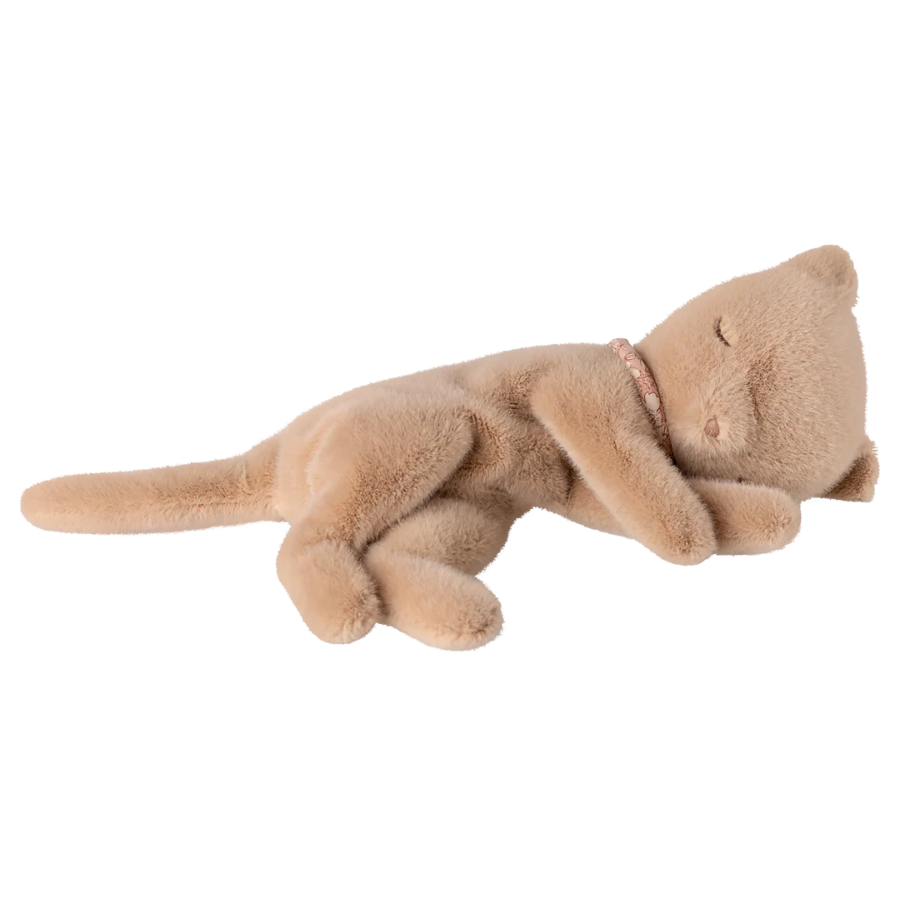 Sleeping kitten plush, Small - Cream peach