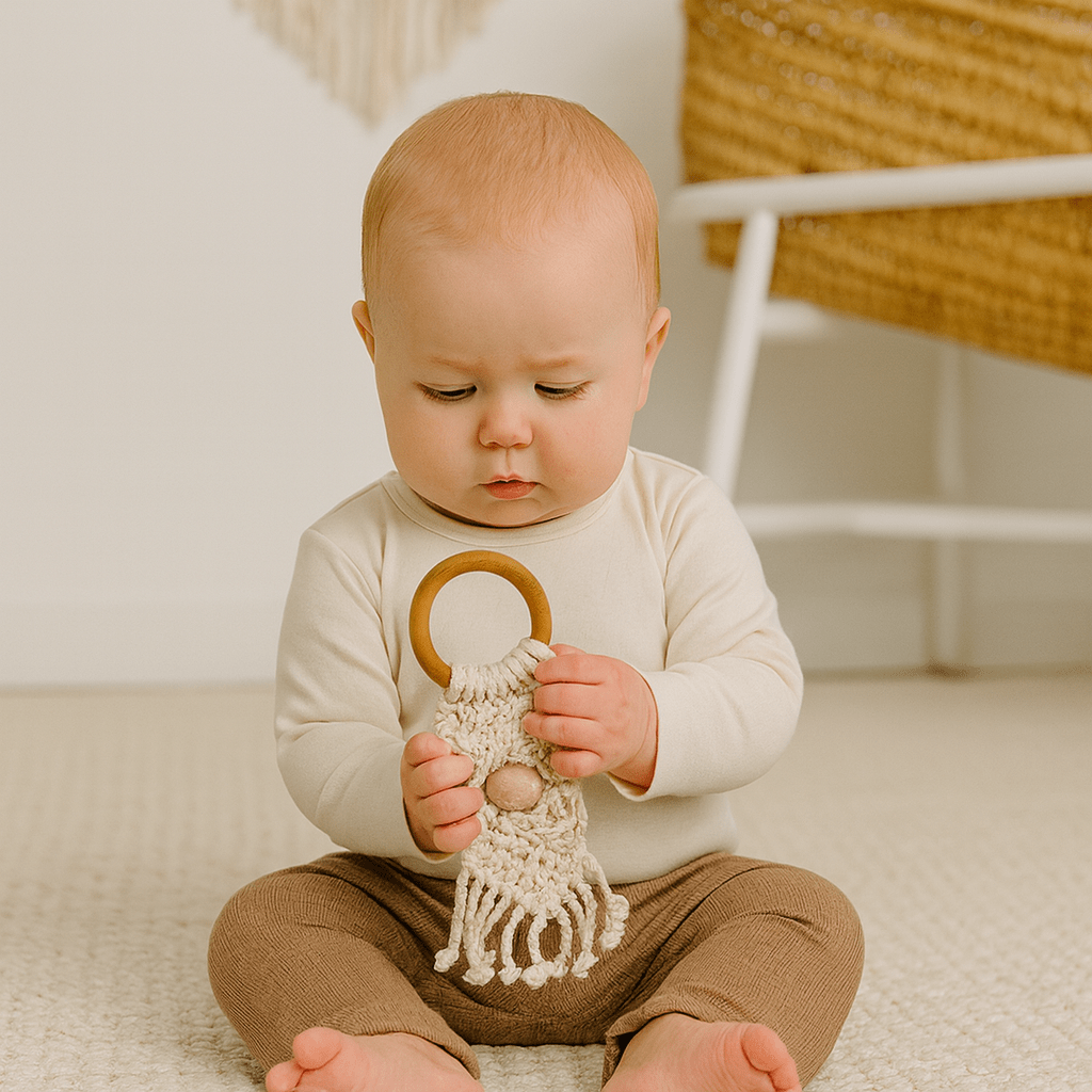 all-in-one toy | macrame mesh & bead - HoneyBug 