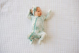 Ruffle 2 Way Zip Romper - Marbled Aquamarine