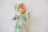 Ruffle 2 Way Zip Romper - Marbled Aquamarine