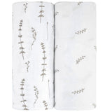 Crib Sheet Set - Forest Grey Leaf - HoneyBug 