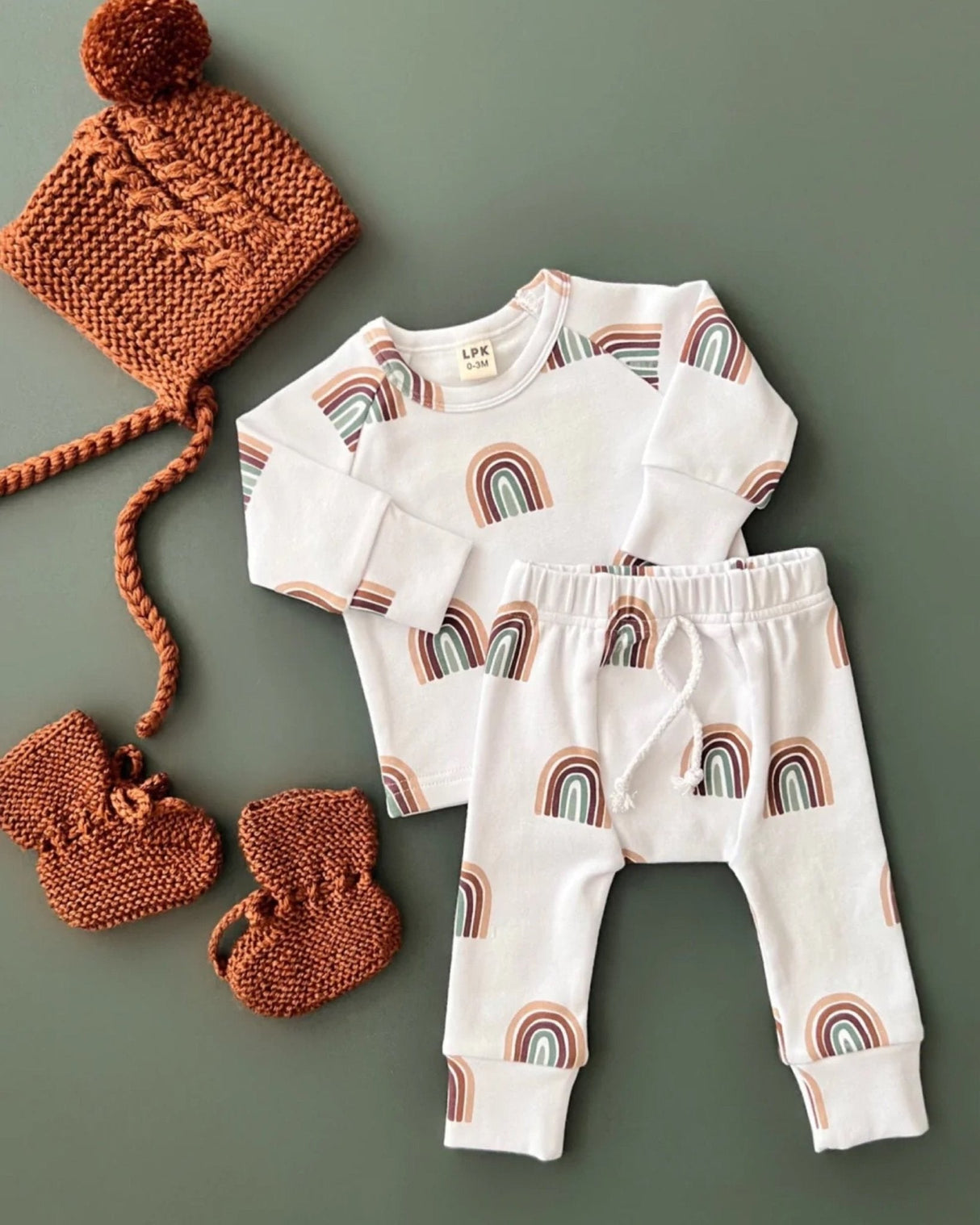 Merino Wool Bonnet & Bootie Set | Cinnamon - HoneyBug 