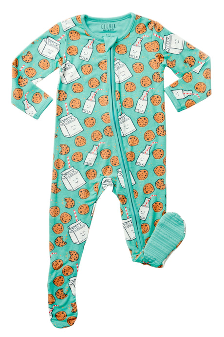 Soft & Stretchy Zipper Footie - Milk and Cookies - HoneyBug 