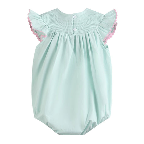 Misty Blue Easter Bunny Smocked Bubble Romper