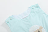 Misty Blue Fuzzy Lamb Shortalls