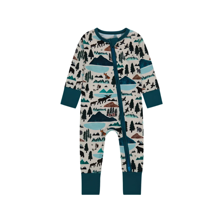 Bamboo One Piece Zip Pajama - Into the Wild