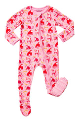 Soft & Stretchy Zipper Footie - Monkeying Around Pink - HoneyBug 