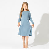 Oasis Teal Bamboo Girls' Long Sleeve Dress - HoneyBug 