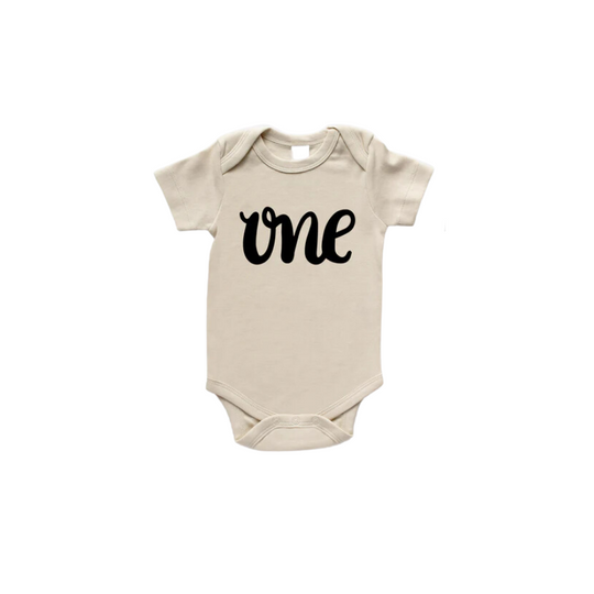 One First Birthday Organic Baby Bodysuit - HoneyBug 