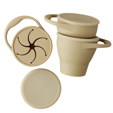 Foldable Silicone Snack Cup - Khaki - HoneyBug 