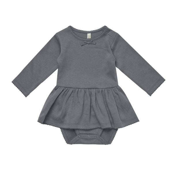 Pointelle Skirted Bodysuit Navy - HoneyBug 