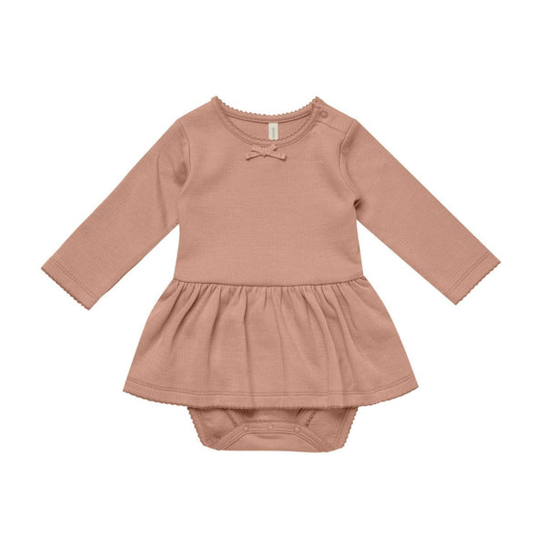 Pointelle Skirted Bodysuit Rose - HoneyBug 