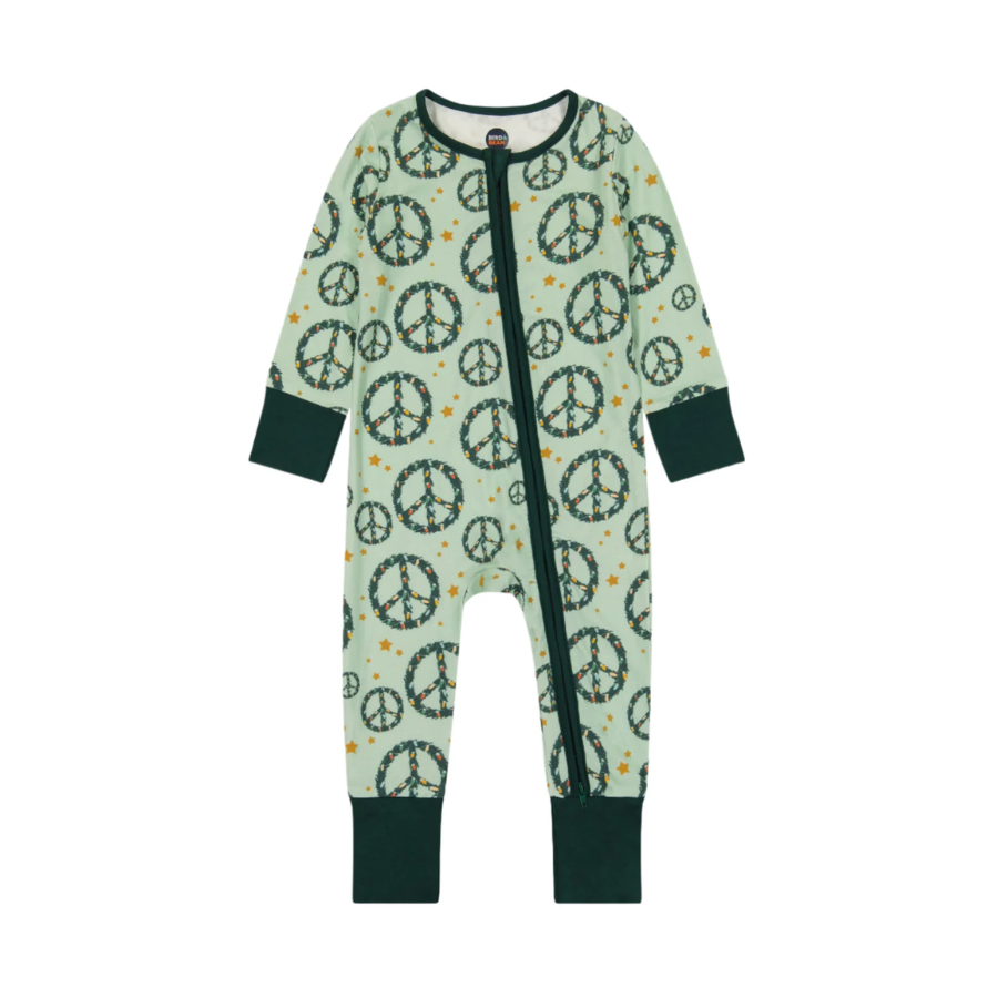 Bamboo One Piece Zip Pajama - Peace + Joy