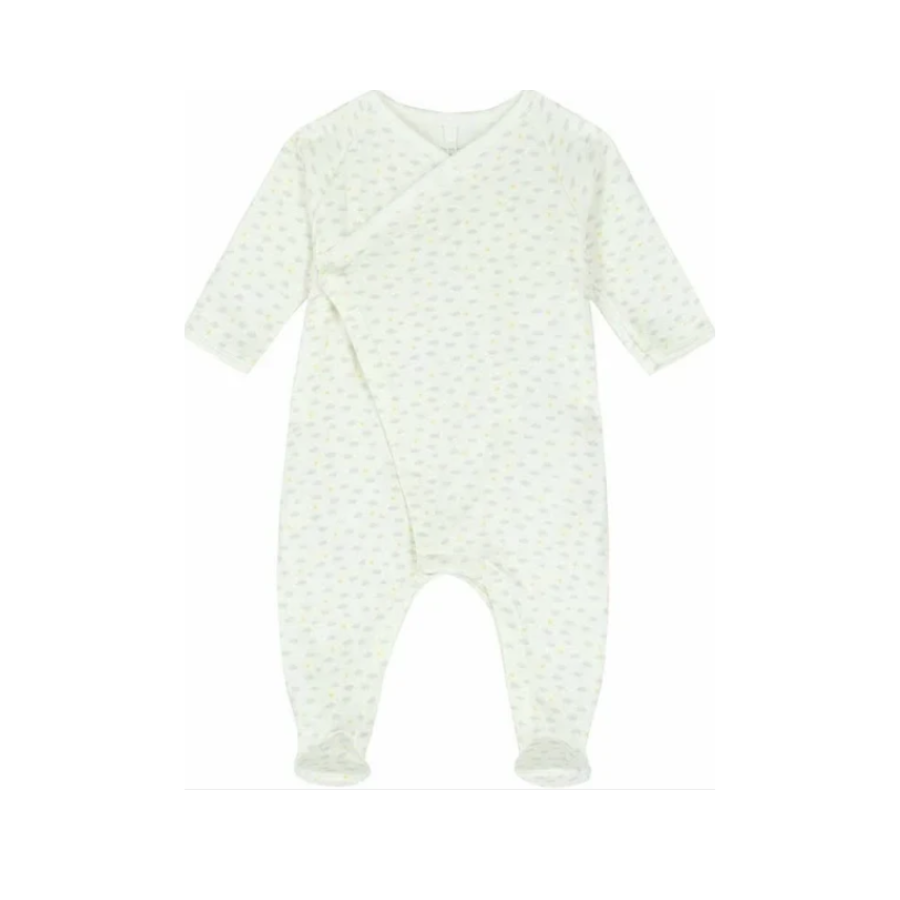 Petit Bateau Baby Side Snap Cloud Print Footie