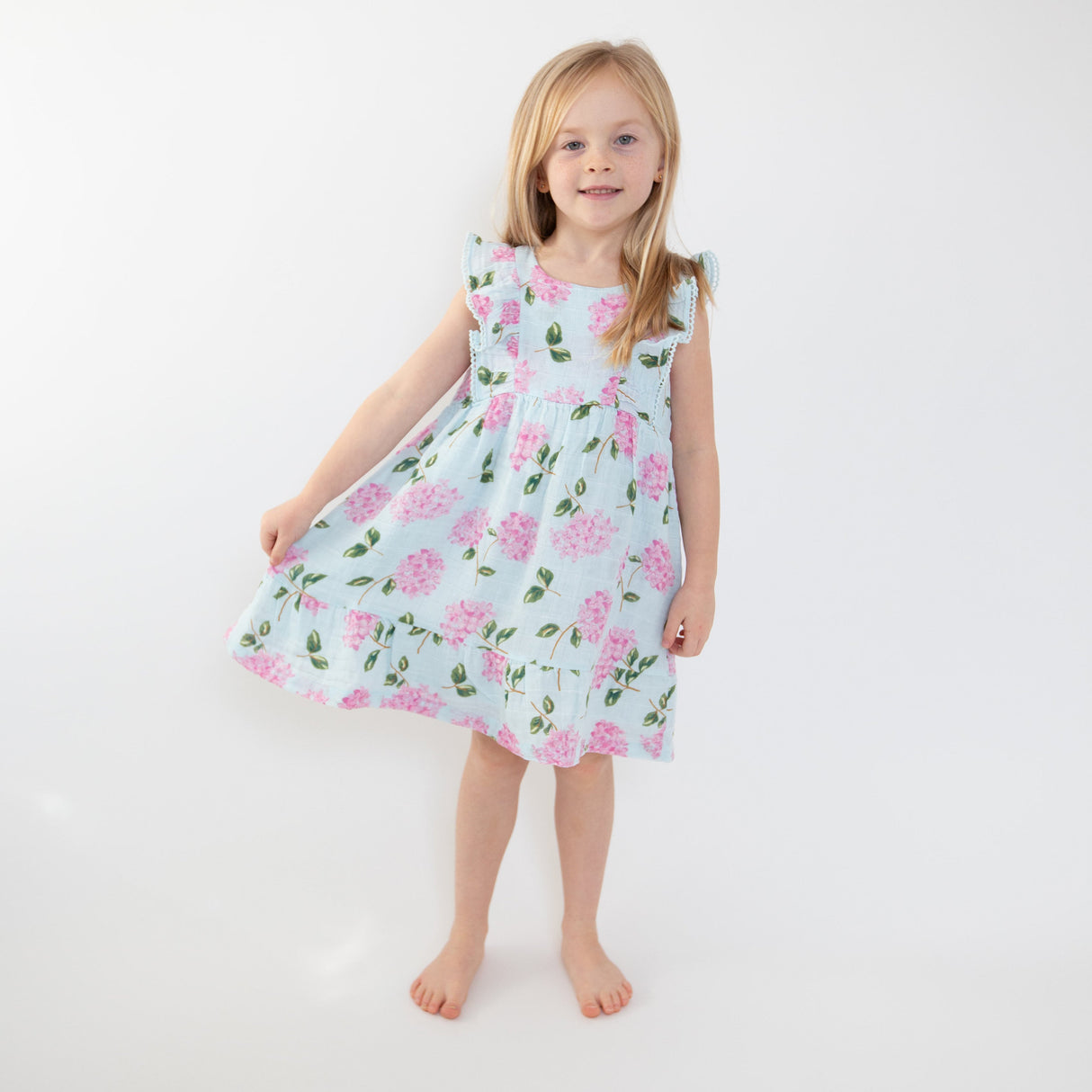 Picot Trim Edged Dress And Dc - Hydrangeas - HoneyBug 