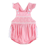 Pink and White Flower Smocked Ruffle Romper