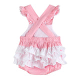 Pink and White Flower Smocked Ruffle Romper