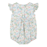 Pink Floral Print Smocked Futter Romper