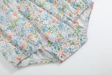 Pink Floral Print Smocked Futter Romper
