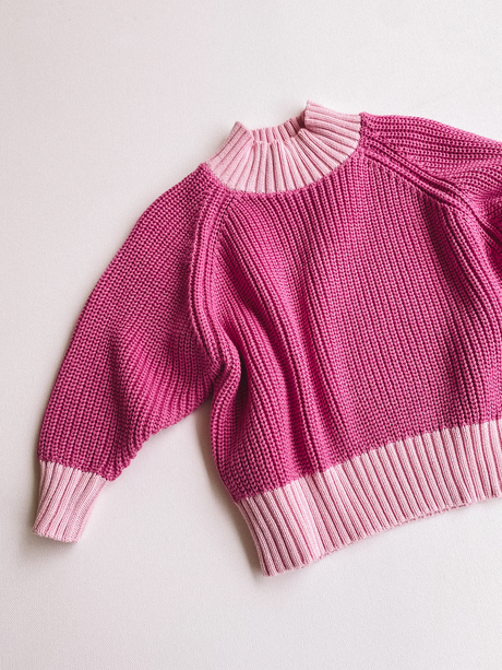 Colorblock Sweater - Pink/Light Pink