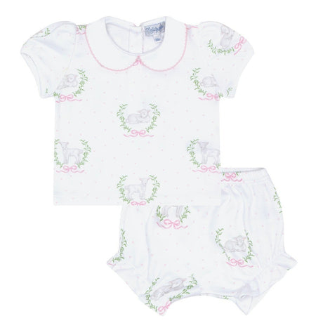 Pink Lamb Print Diaper Cover Set - HoneyBug 