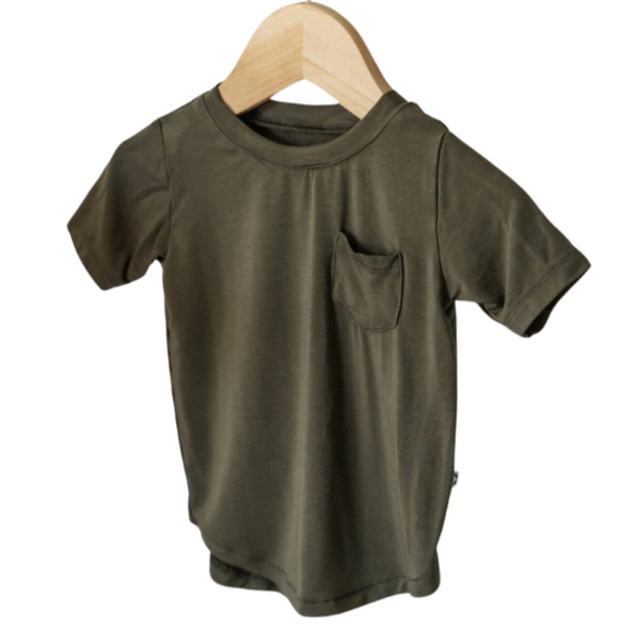 Pocket Tee Curved-Hem - Dark Olive - HoneyBug 