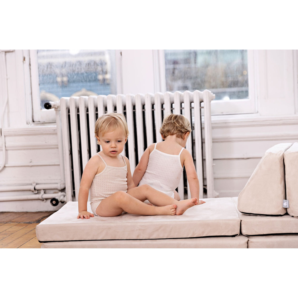 Pointelle Natural Boy + White (Three Pack) - HoneyBug 