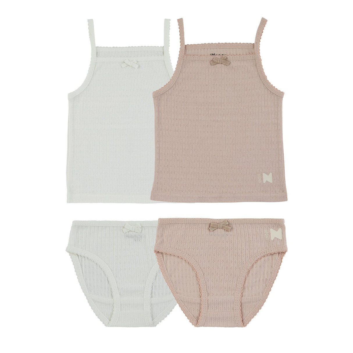 Pointelle Mauve + White  (2 Sets) - HoneyBug 