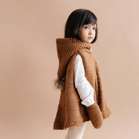 Poncho with Hood - Walnut - HoneyBug 