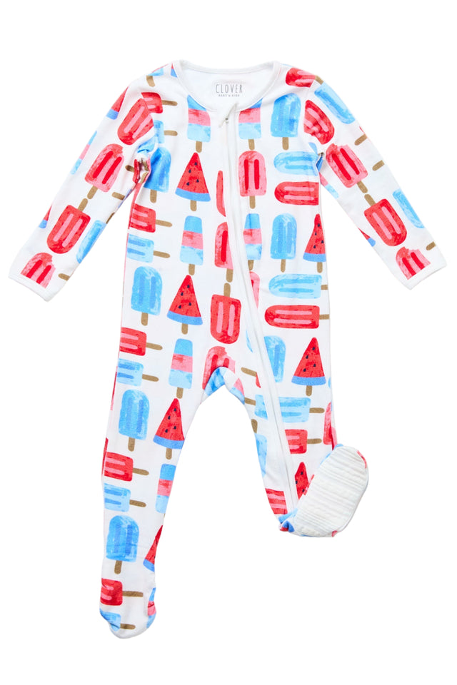 Soft & Stretchy Zipper Footie - Popsicles - HoneyBug 